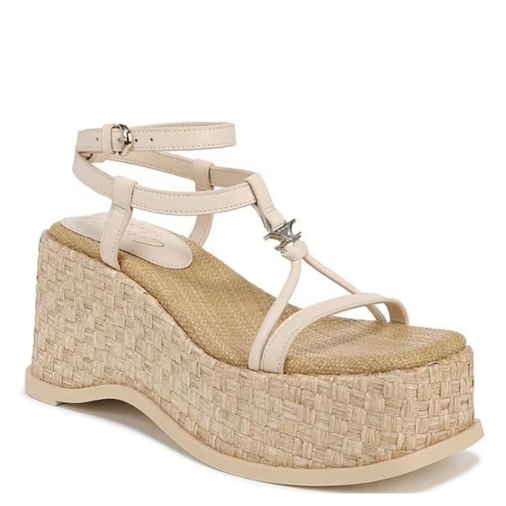 SAM EDELMAN Odette Leather Basket Weave Wedge Platform Sandals SIZE 10 NIB